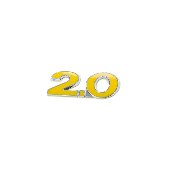 Emblem/logo til Vw 2.0 Chrome / Yellow i krom og gul for bakluke