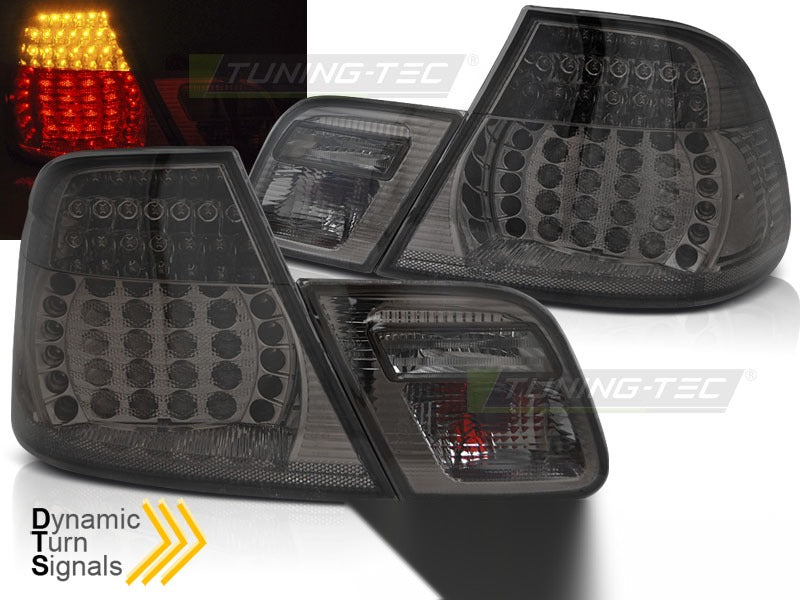 Detaljbilde av baklykter BMW E46 Coupe 99-03 med LED-detaljer.