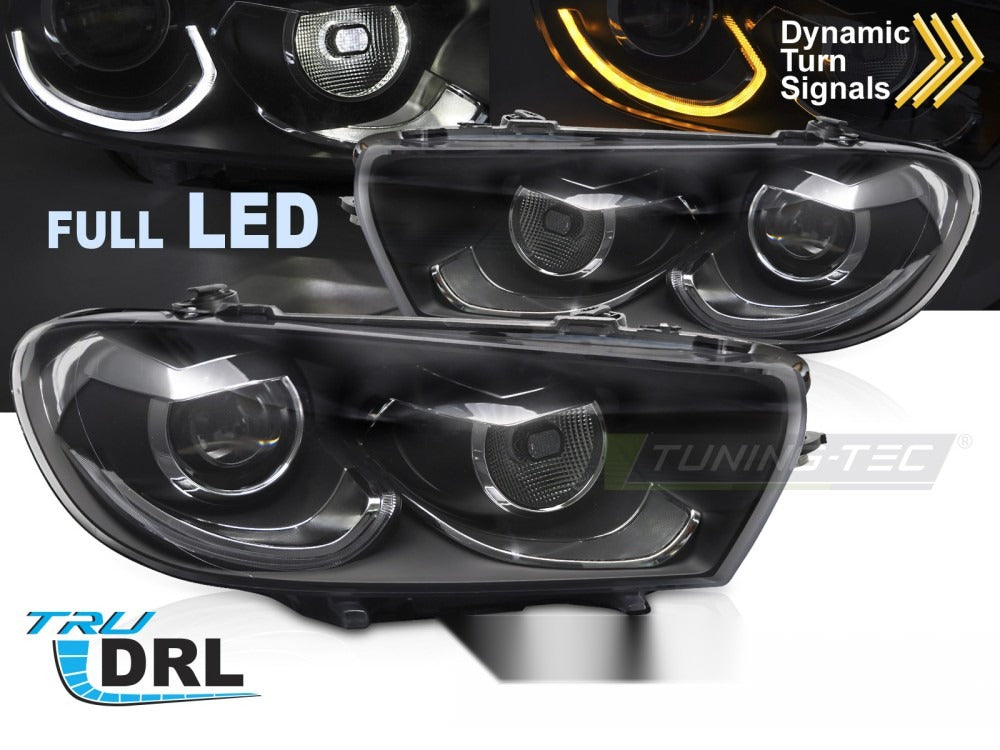 Nærbilde av frontlykter til VW Scirocco III 08-14 med detaljer synlig