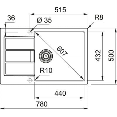 Franke Sirius 2.0 S2D 611-78 XL grå granittkompositt vask med avrenningsfelt og kum
