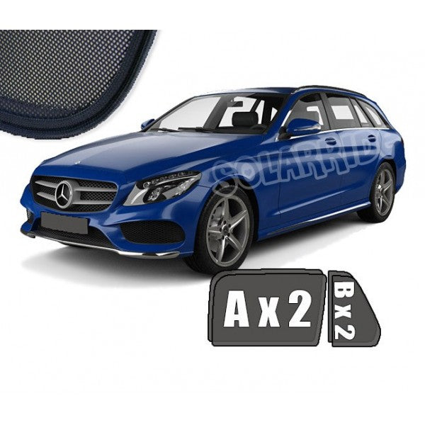 Sr solskjerm i akryl til Mercedes C-Klasse (W205 / S205) STV med røykfarget finish og enkel montering