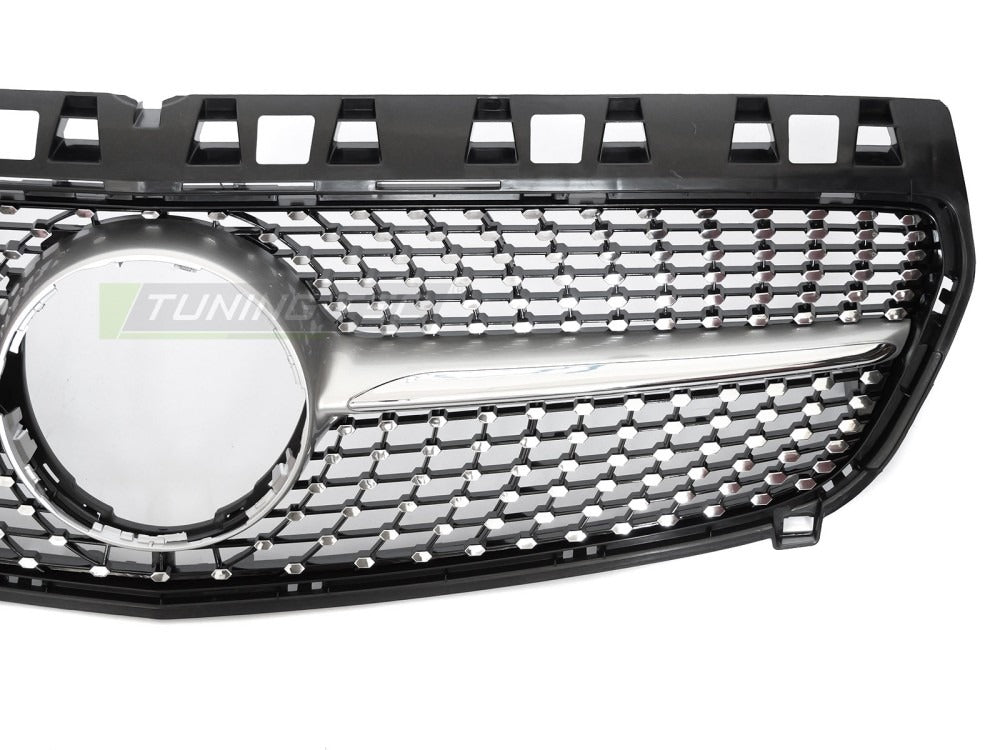 Grill Mercedes A-Klasse W176 12-15 sett fra siden, struktur synlig.