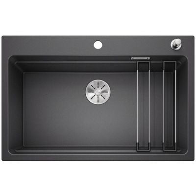 Kjøkkenvask granitt Blanco Etagon 8 antrasitt 780x510 mm med romslig enkeltkum og InFino avløp