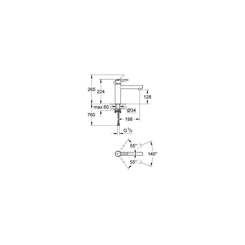 Grohe Concetto kjøkkenbatteri 31210001 kromfinish – detaljbilde av hendel og tut