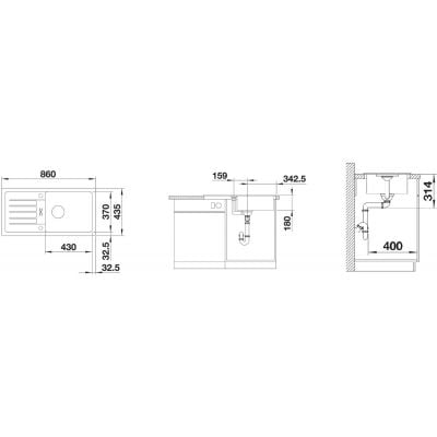 Måltegning Blanco Favum XL 6 S – mål 860x435 mm
