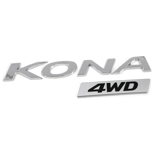 Emblem/logo til Hyundai Kona 4WD Chrome i kromfarge for bakluke, original Hyundai-del med perfekt passform