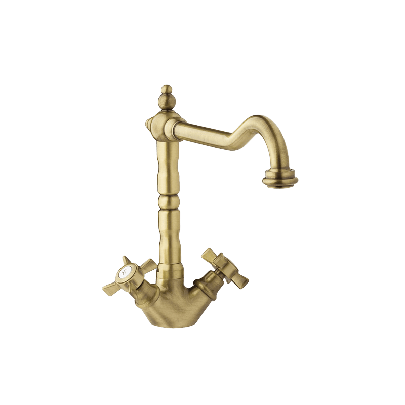 Demm Victorian 2431V/BR kjøkkenbatteri i antikk bronse sett forfra