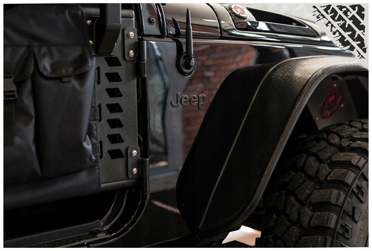 Emblem/logo til Jeep Sidemblem Wrangler Black i lakkert svart ABS-plast, 130 x 45 mm