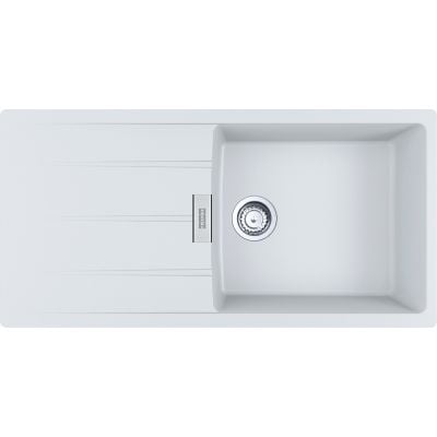 Franke Centro CNG 611-100 XL kjøkkenvask i hvit granittkompositt med avrenningsfelt, sett ovenfra