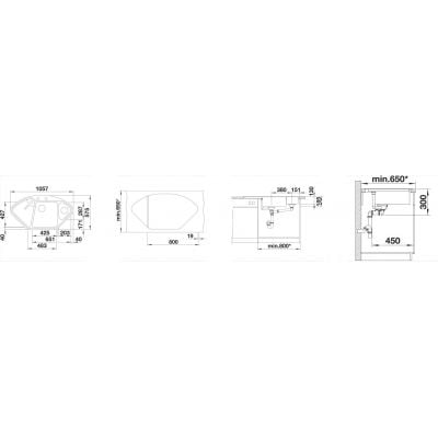 Måltegning Blanco Delta II – mål 1057x577 mm