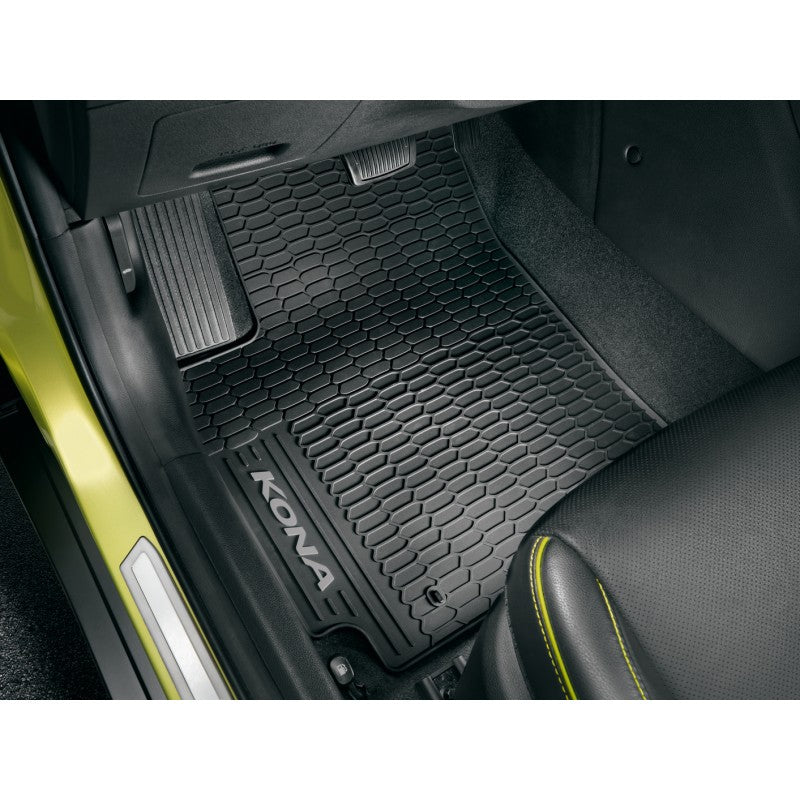 Hyundai OEM gummimatter til Hyundai Kona Electric I (2018-2023) – sett med 4, titanium svart, original passform