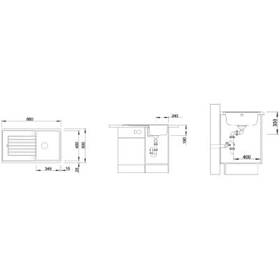 Måltegning Blanco Zia 45 SL – mål 860x500 mm