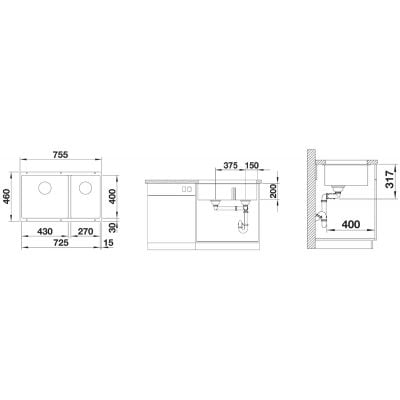Måltegning Blanco Subline 430/270-U – mål 755x460 mm
