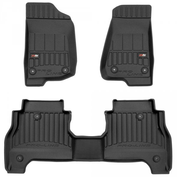 Frogum 3D Premium gulvmatter til Jeep Gladiator 2021– – svart TPE med 60 mm kant, sett med 3 stk.