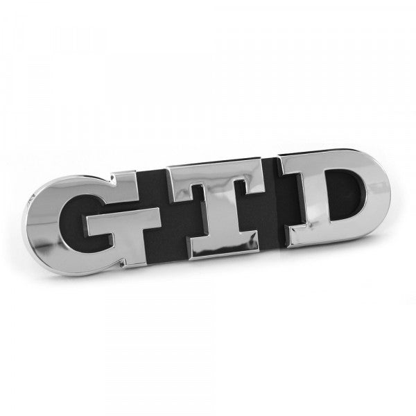 Emblem/logo til Vw GTD VW 7 (5G) GTD / Chrome med satin svart og krom finish, original Volkswagen deler