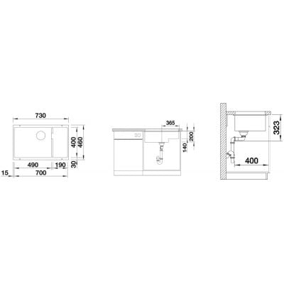 Måltegning Blanco Subline 700-U Level – mål 700x400 mm