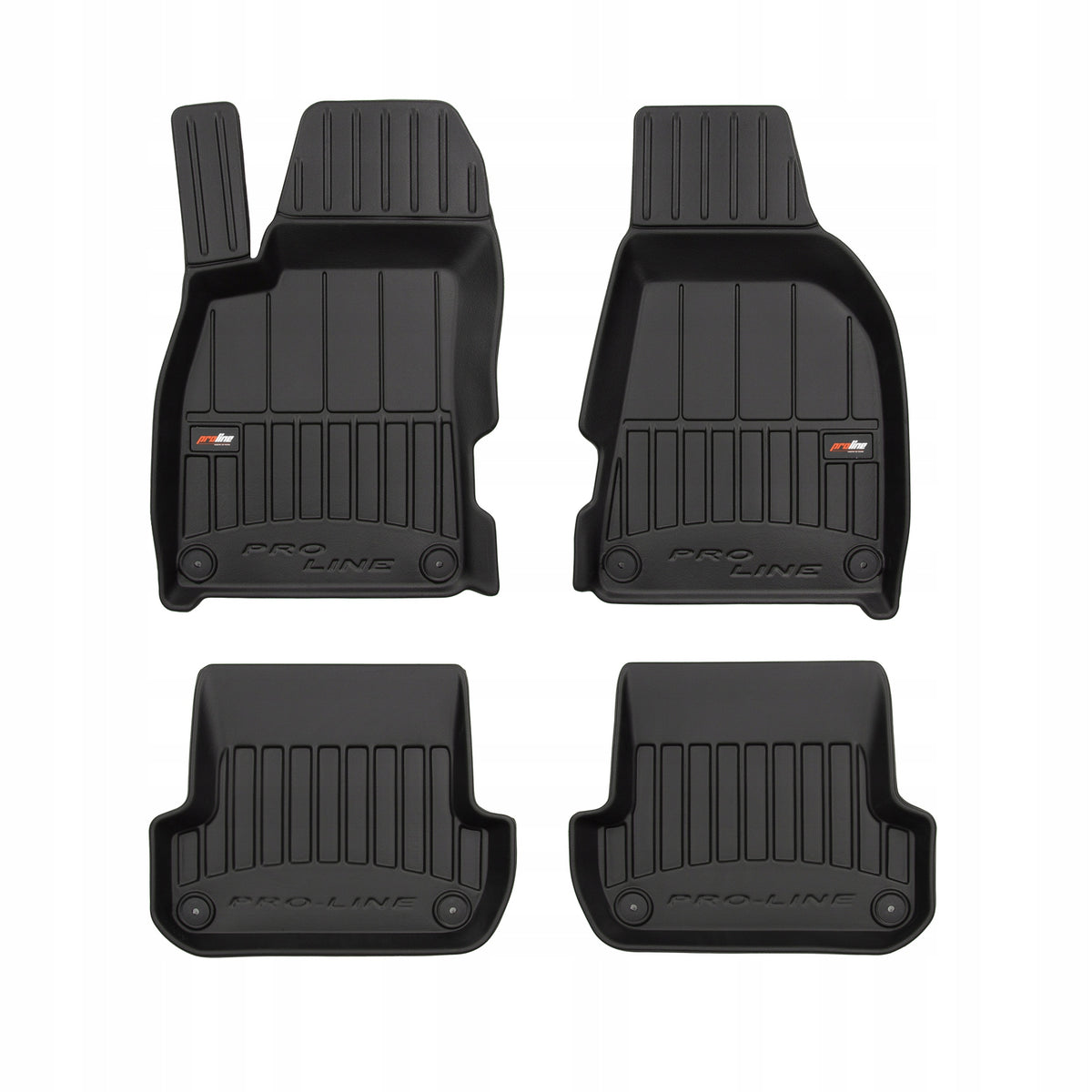 Frogum 3D Premium gulvmatter til Audi A4 (B6) 2000–2004 – TPE, svart, sett med 4, 60mm sidekant