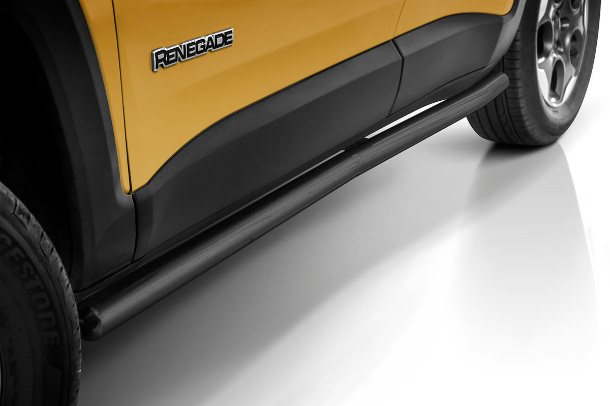 Stigtrinn Steeler til Jeep Renegade 2014-2018 i svart rustfritt stål, enkel montering uten boring