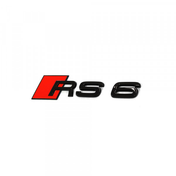 Emblem/logo til Audi RS6 Black Glossy i svart blank utførelse, perfekt passform til bakluke