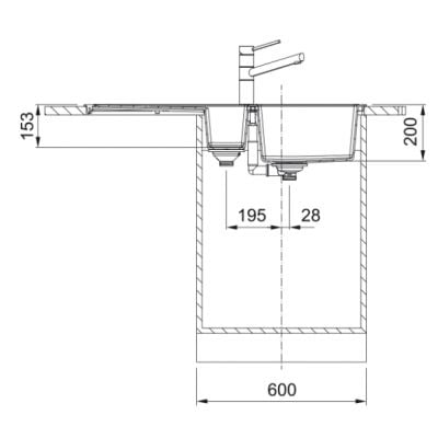 Måltegning Franke Sirius 2.0 S2D 651-100 – mål 1000x500 mm