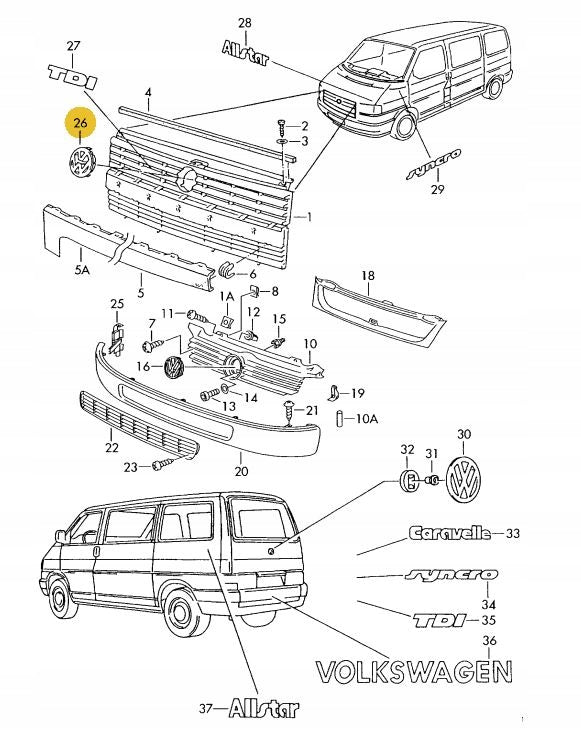 Emblem Vw T4 Panser Black Edition - detaljer