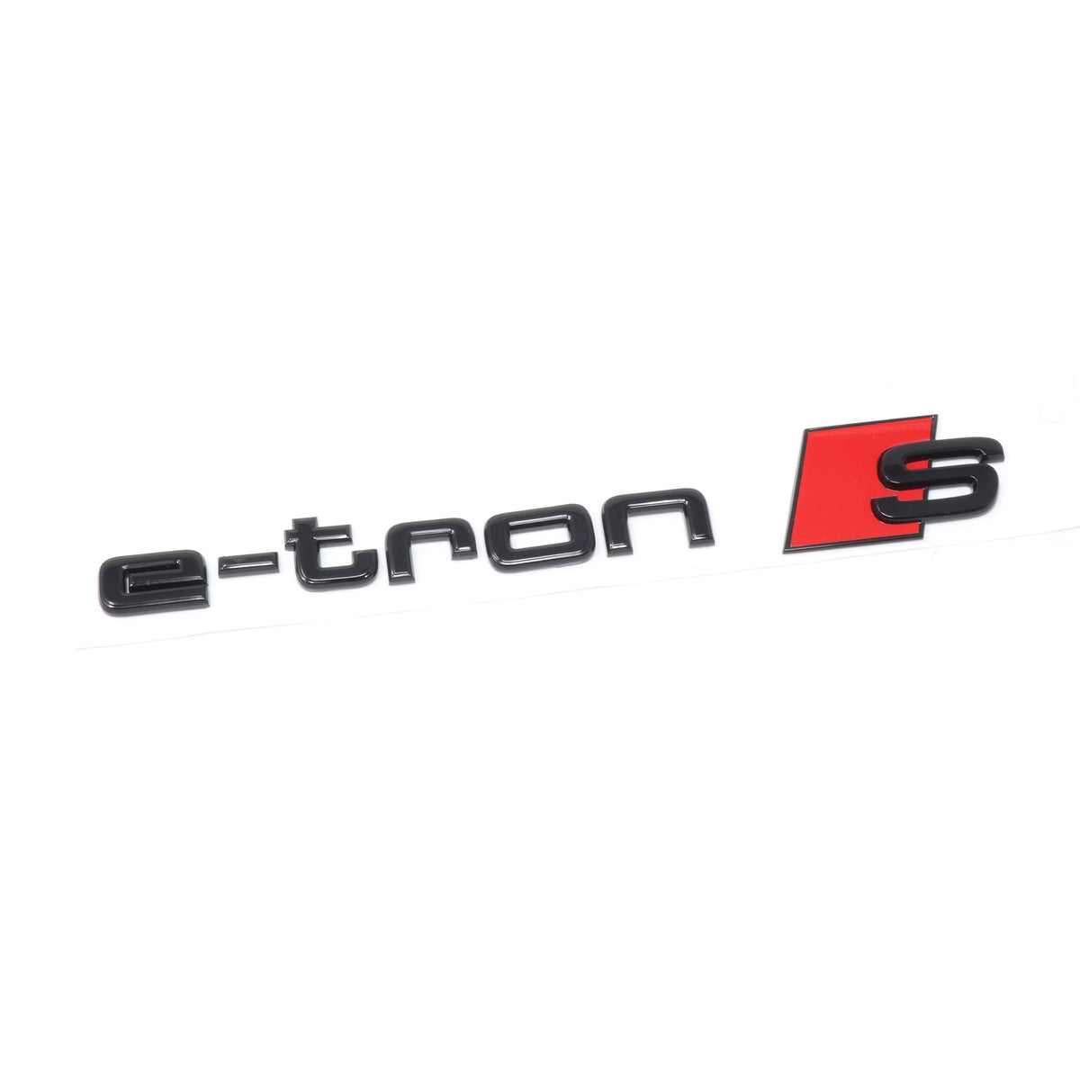 Emblem/logo til Audi E-tron S Black Glossy i svart blank overflate, original Audi-del til bakluke