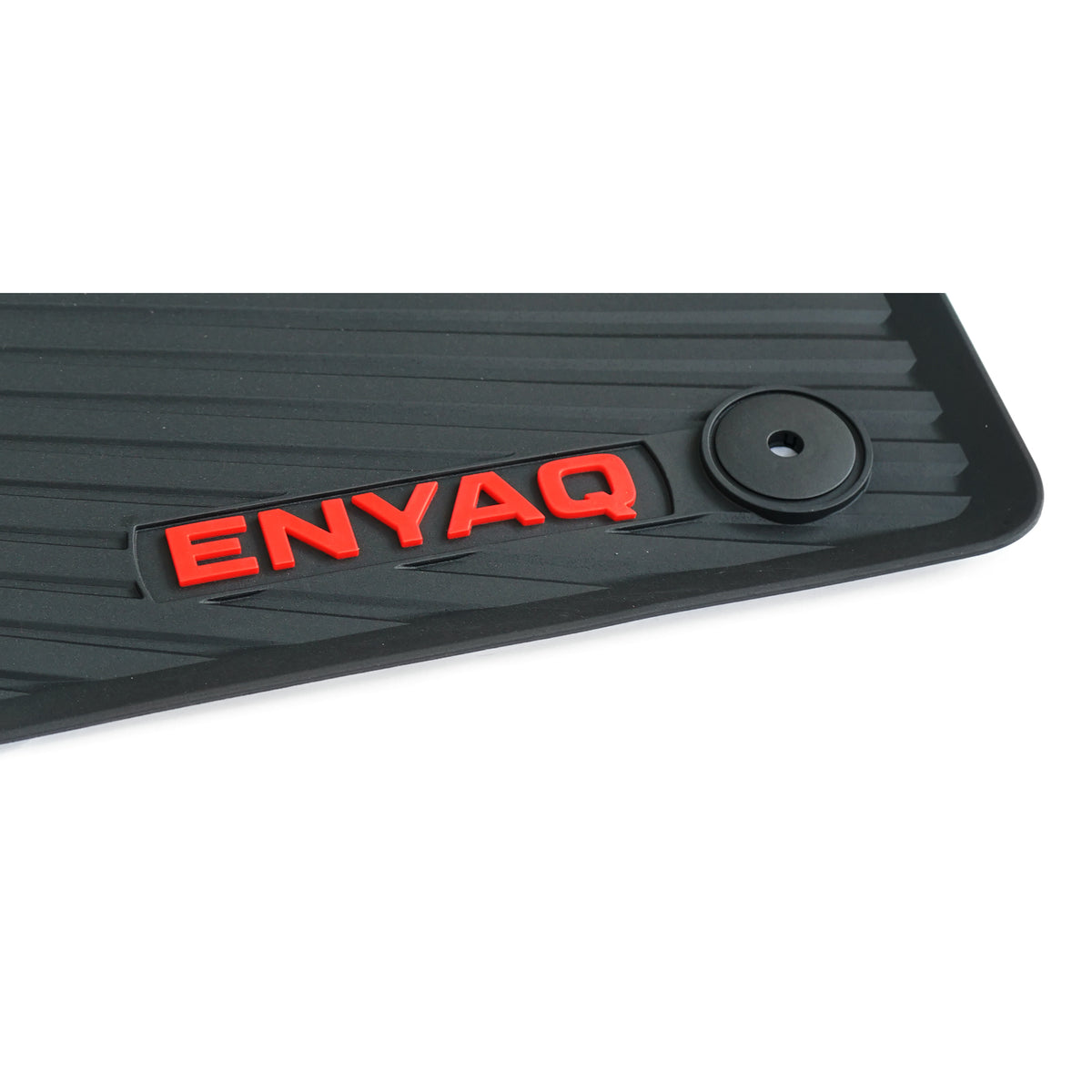 VAG OEM gulvmatter til Skoda Enyaq iV – titanium black med rød logo