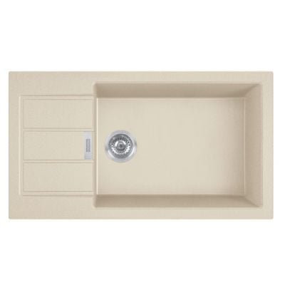 Franke Sirius Slim kjøkkenvask i Tectonite-kompositt, beige, med vendbart avrenningsfelt – 780 x 435 mm