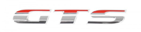 Emblem/logo til Vw GTS Glossy Chrome / Flash Red i blank krom og blinkrødt design for bakmontering