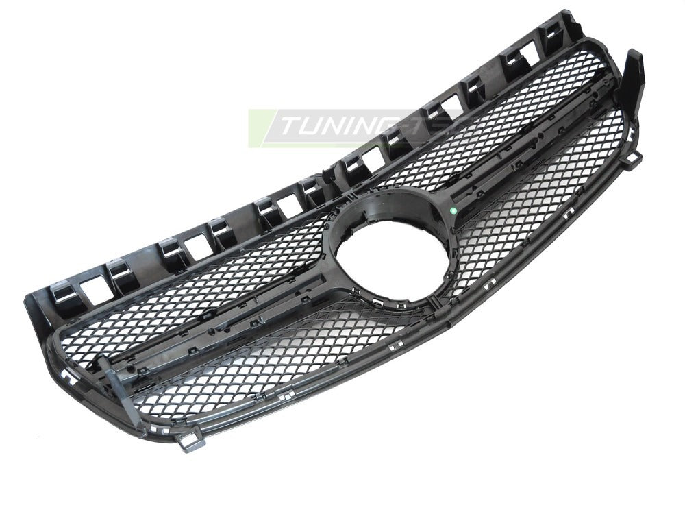 Grill Mercedes A-Klasse W176 12-15 blank sort med festedetaljer.