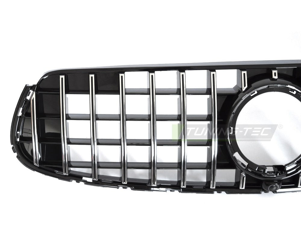 Grill Mercedes GLC W253/C253 19-22 sett fra siden, lamellstruktur synlig.