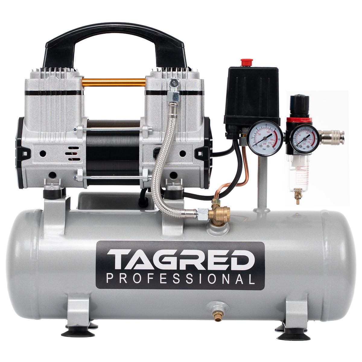 Kompressor Tagred TA327 oljefri stempelkompressor med 9-liters tank