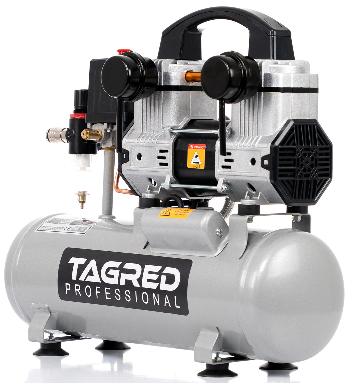 Kompressor Tagred TA327 kontrollpanel med trykkmåler og regulator