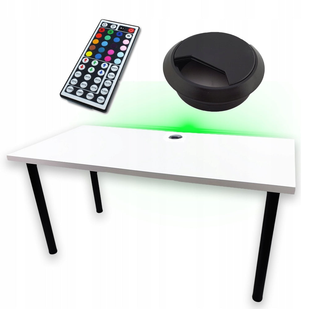Gaming Skrivebord Hvit med LED Gjennomføring Produsent