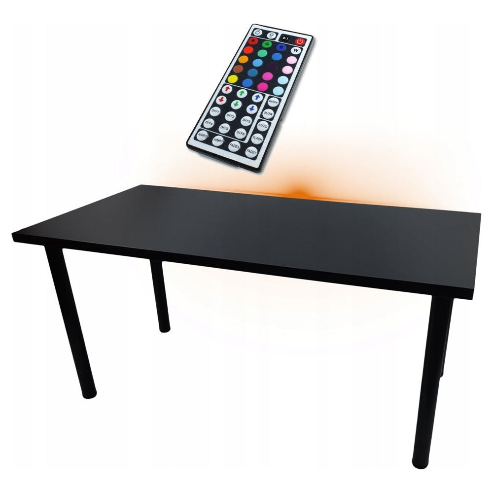 Gaming skrivebord for datamaskiner, svart med RGB LED, stabilt med høydejustering