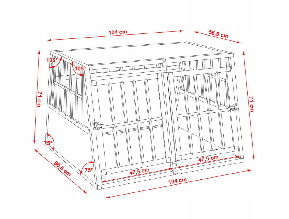 Transportbur for Hund Monzana Svart XL 104 cm x 71 cm x 90 cm