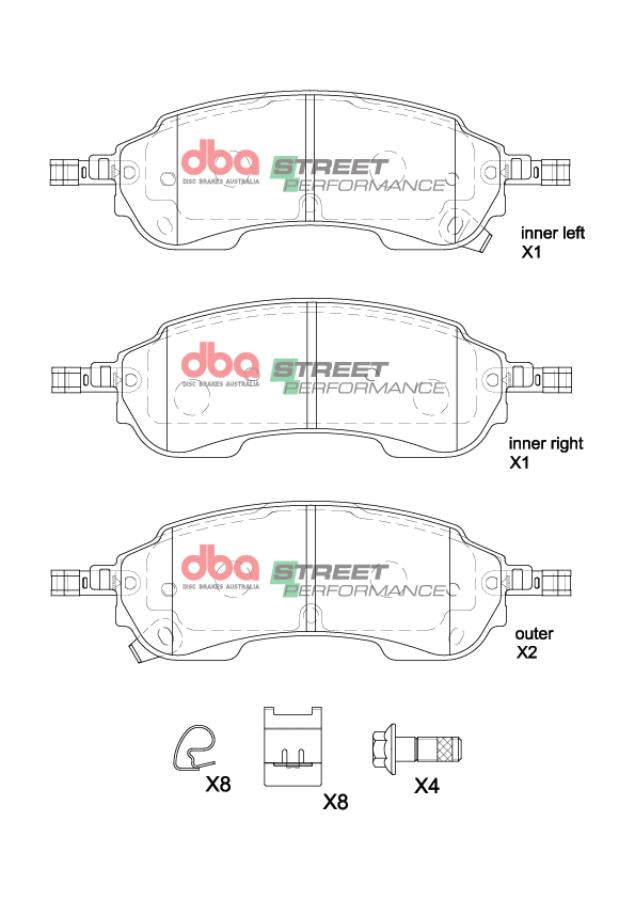 DBA T2 Street Performance bremsesett bak med slissede skiver og klosser til VW Amarok Mk2 22-