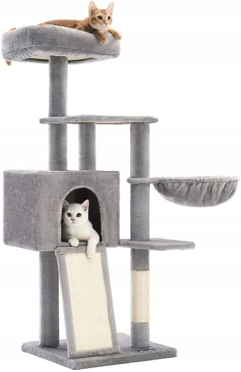 Stor klorestativ for katter med liggeplass, tårn, søyle, hus og 4 nivåer 135 cm