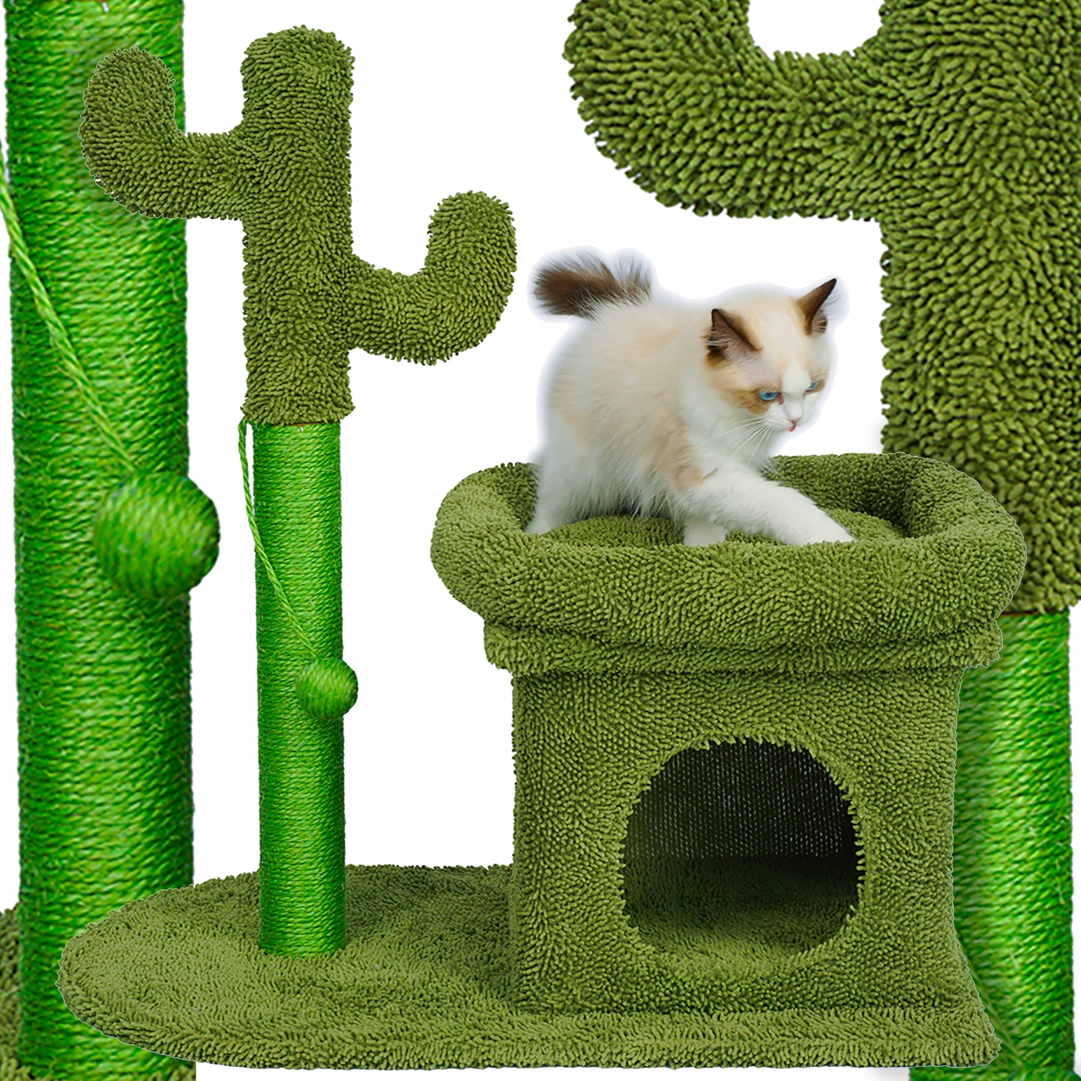 Krattemøbel for katter med tårn, seng og lekehus
