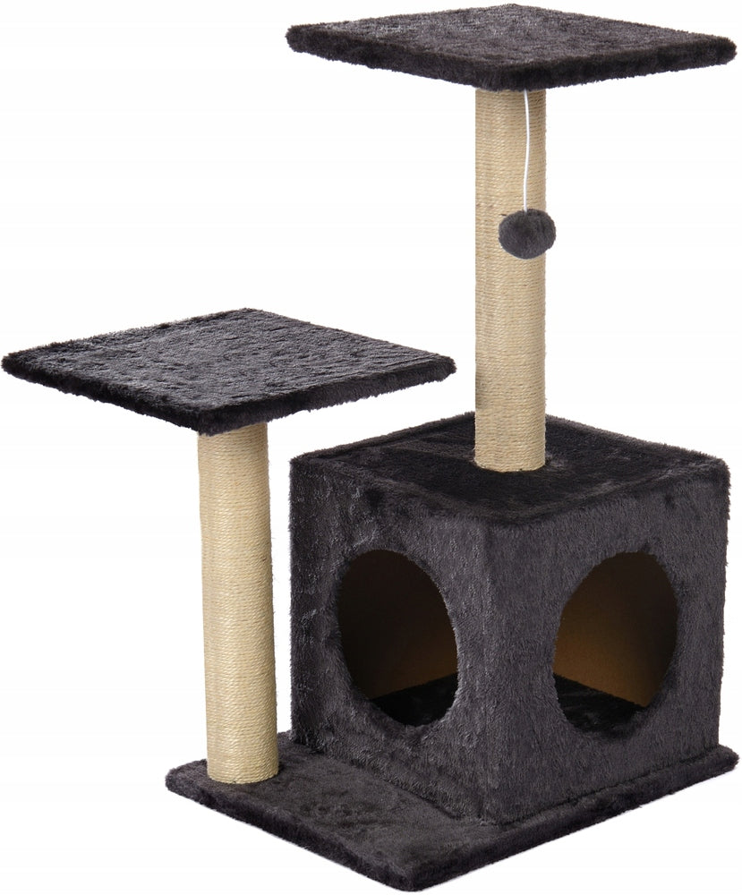 Krattemøbel med hytte for katter, 4 nivåer