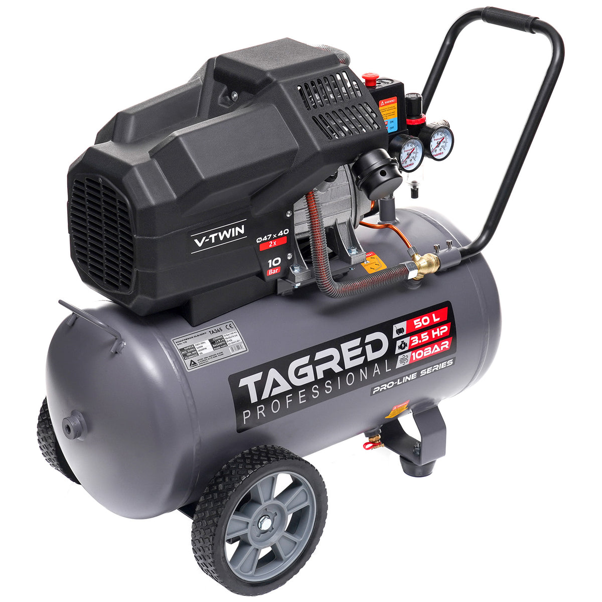 Kompressor Tagred TA365 typeskilt med tekniske data