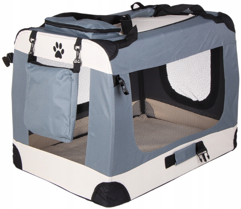 Stor og Robust Transportbur Sammenleggbar Bag med Plysj Matte for Hund og Katt M