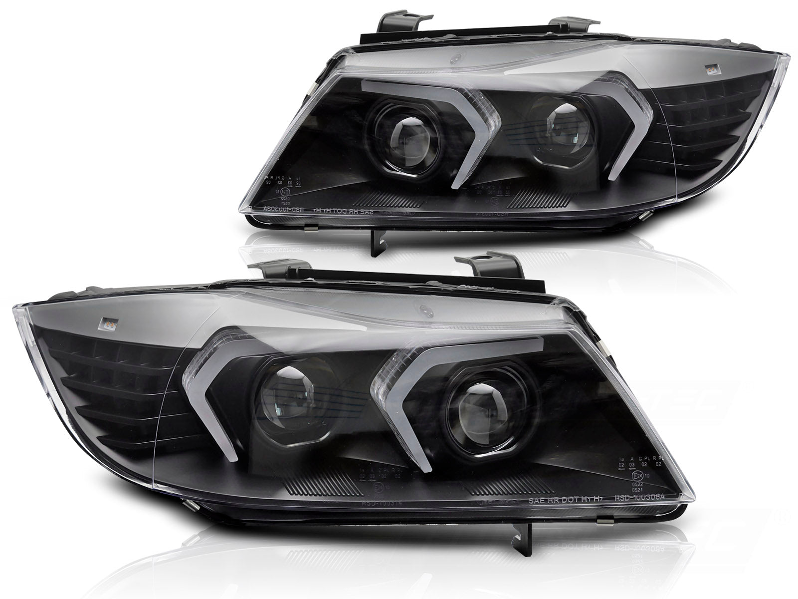 Frontlykter BMW E90/E91 2005–2008 – svarte Full LED – LPBMR0