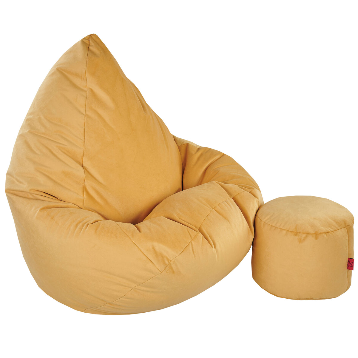 Sakkosekk Fluff plysj gul med puff – Cronen sidevisning