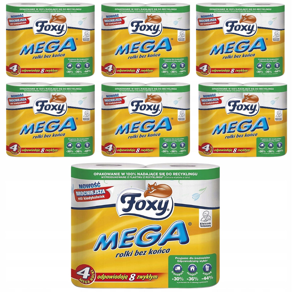 Foxy Mega Toalettpapir 4 Ruller Lang 3-lags Pakke x 7