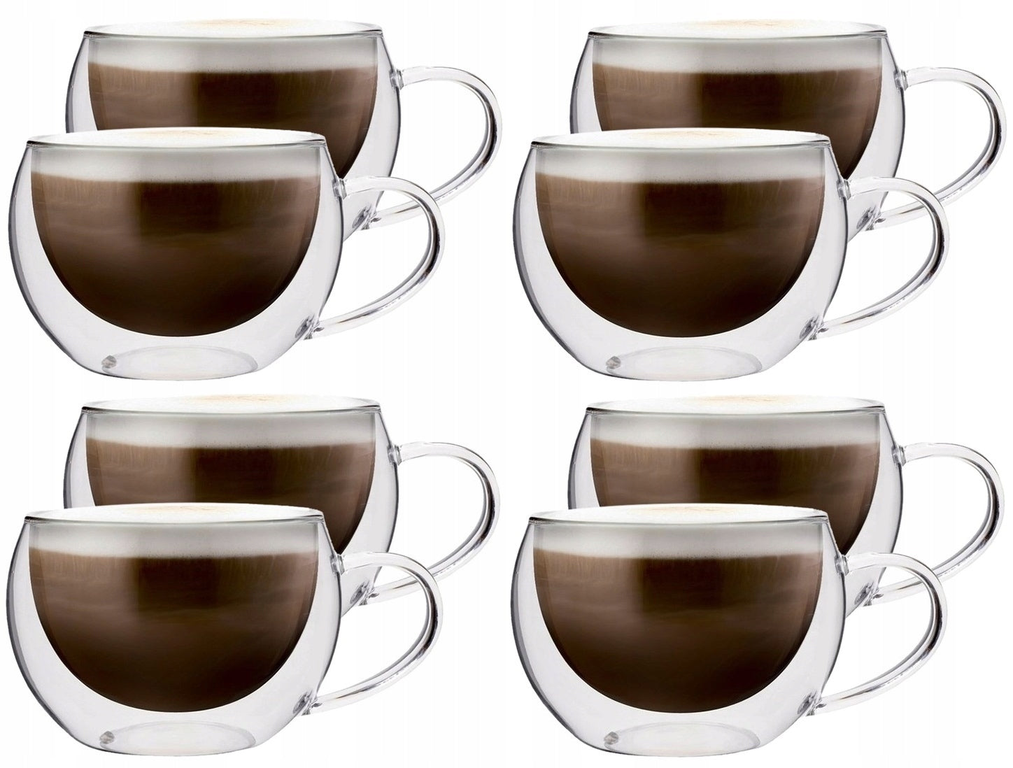 Termiske kopper med doble vegger og håndtak for kaffe, cappuccino, te x8