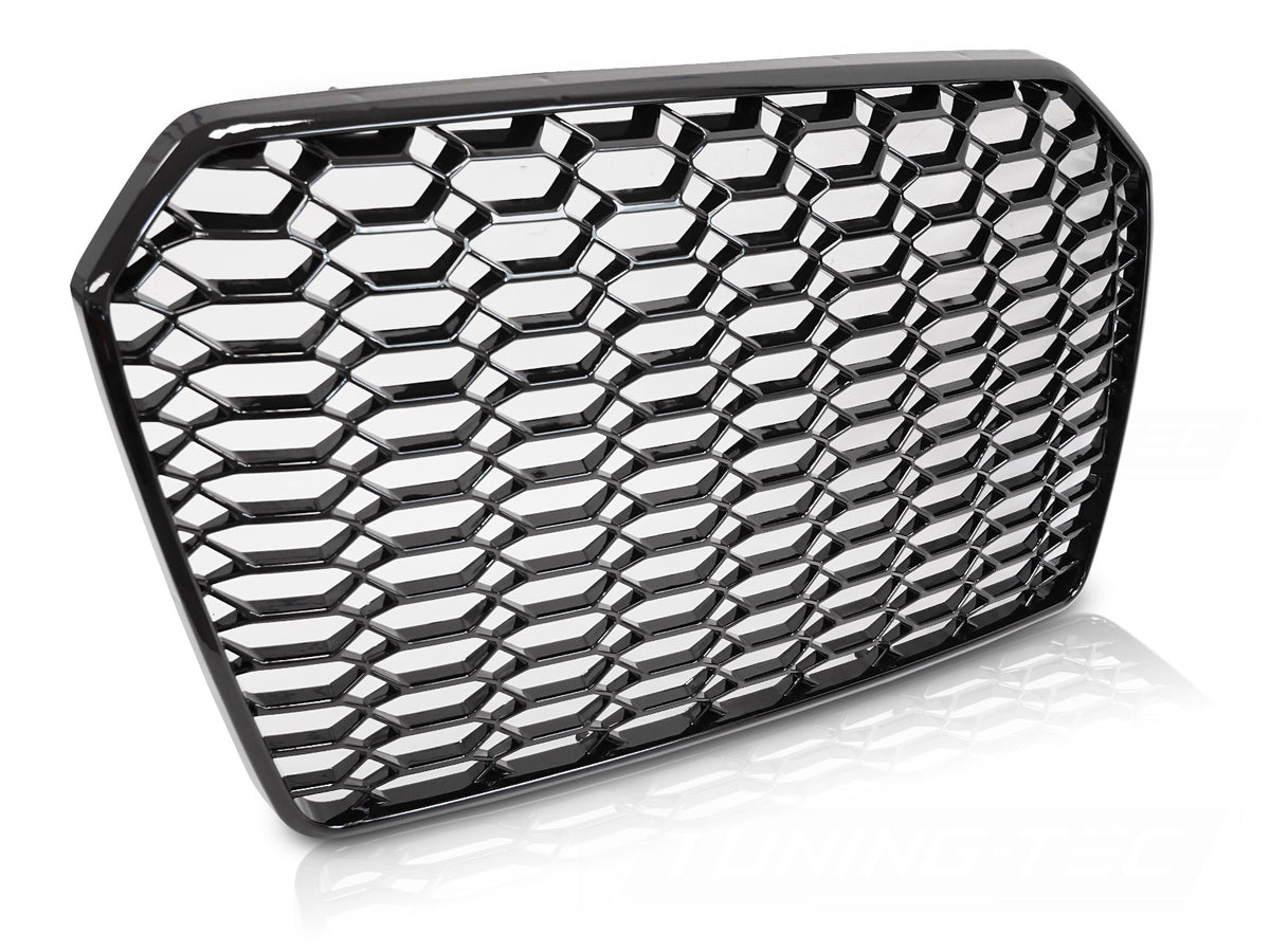 Sport-grill Audi A6 C7 facelift i glossy svart sett forfra