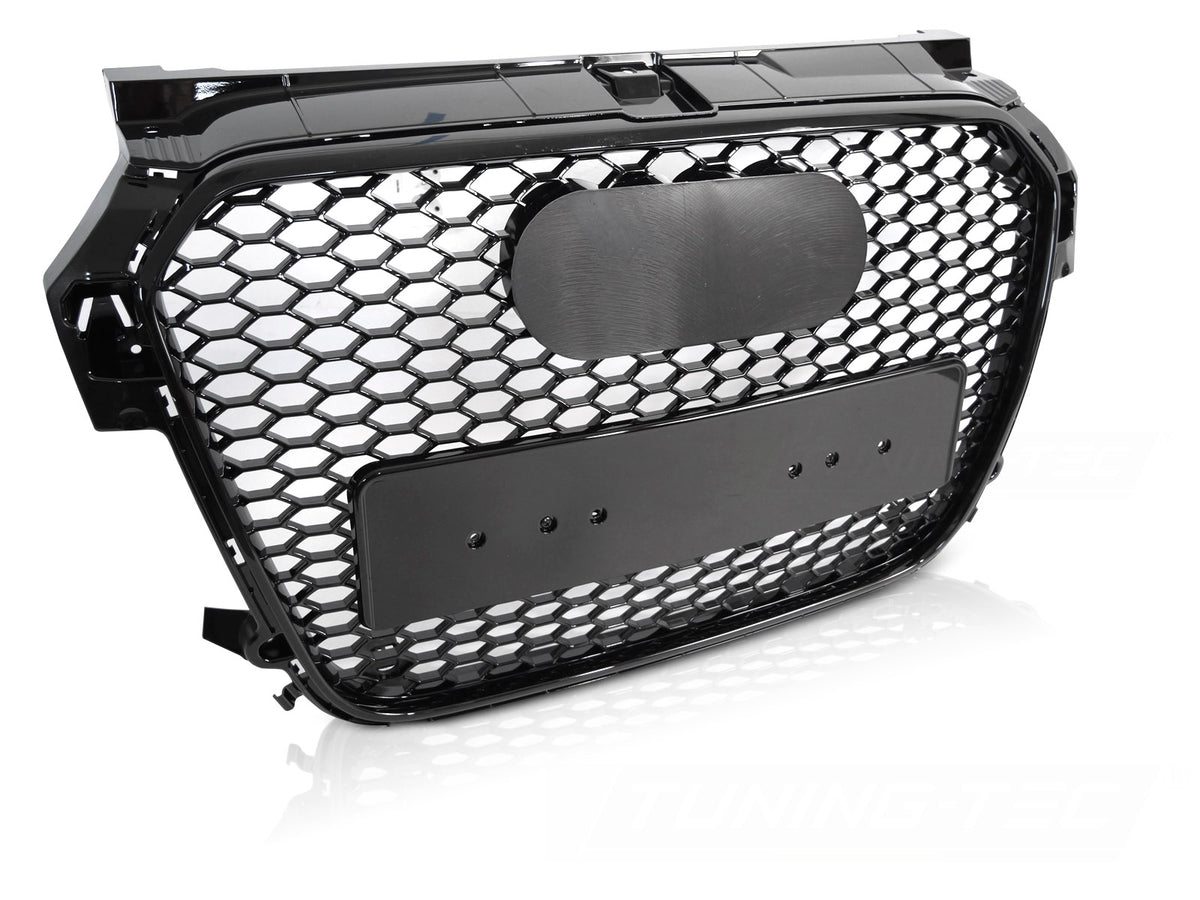Sport grill Audi A1 8X glossy svart PDC sett forfra montert