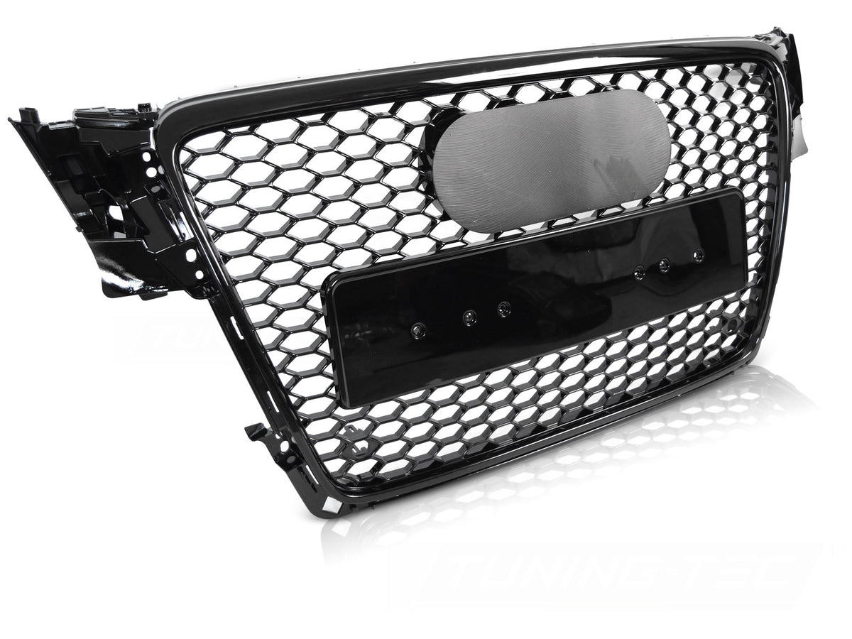 Sportsgrill glossy svart til Audi A4 B8 2008–2011 med PDC sett forfra