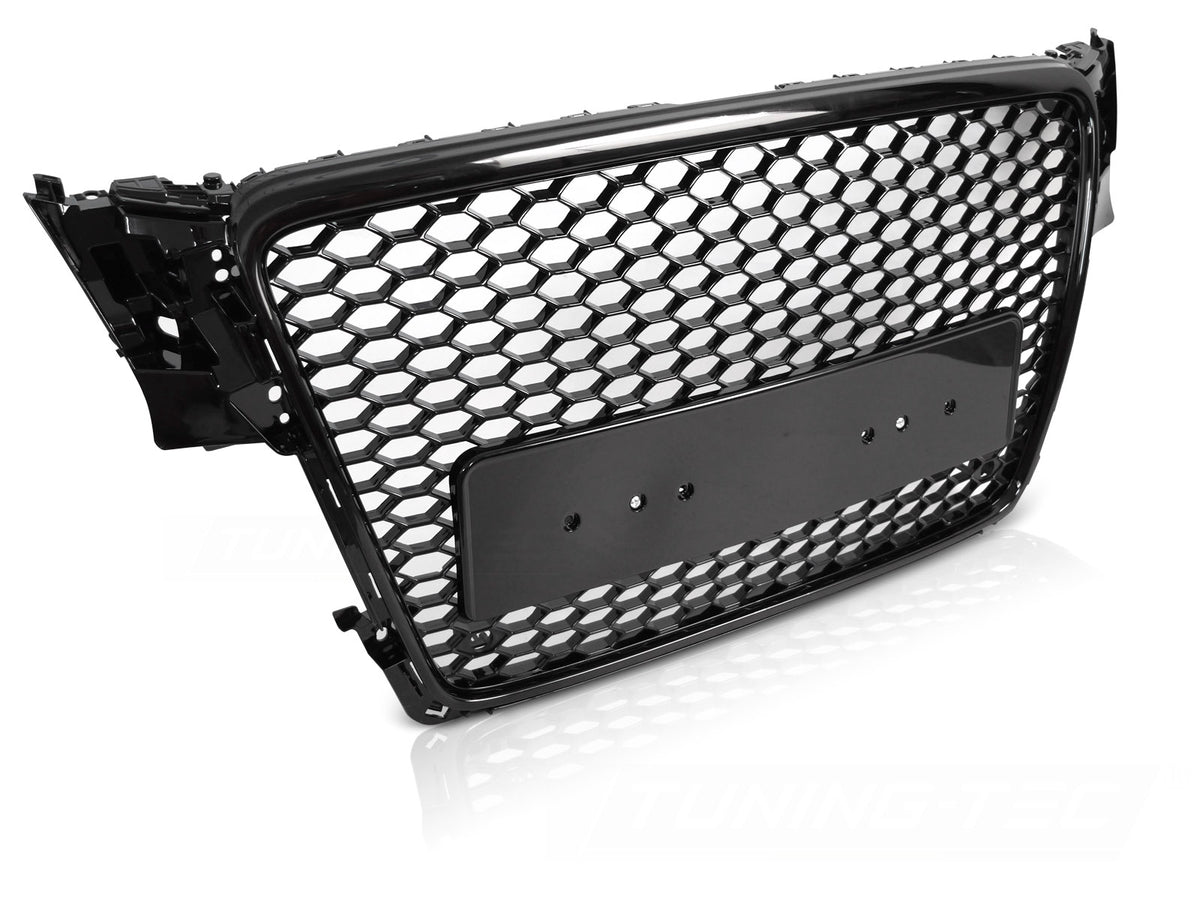 Sport grill Audi A4 B8 glossy svart med PDC sett forfra